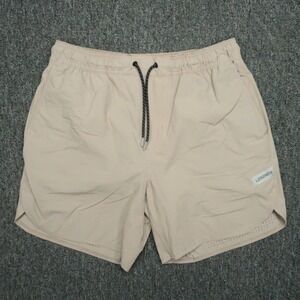 Legends Shorts Mens Large Khaki Tan Athletic Zip Pocket Running Training